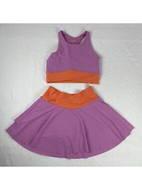 Old Navy Active Powersoft Tank Bralette & Skort Set Girls Medium 8 Purple/Orange